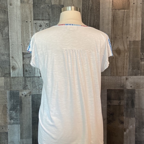 Style & Co red white and blue top large floral summer holiday 4th of July party - Picture 9 of 12